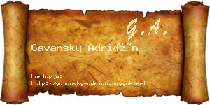 Gavansky Adrián névjegykártya